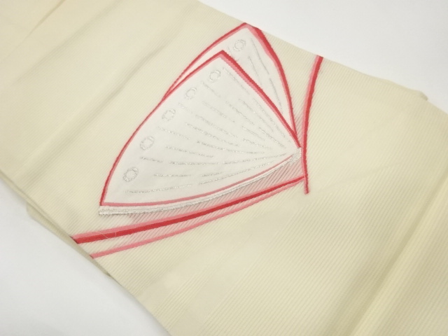 JAPANESE KIMONO / RAUSE ABSTRACT BUTTERFLY PATTERN WOVEN NAGOYA OBI